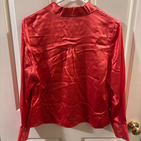 Austin Reed Petite Women's 100% Silk Coral Button-up Blouse ~ 8 - Picture 4 of 4